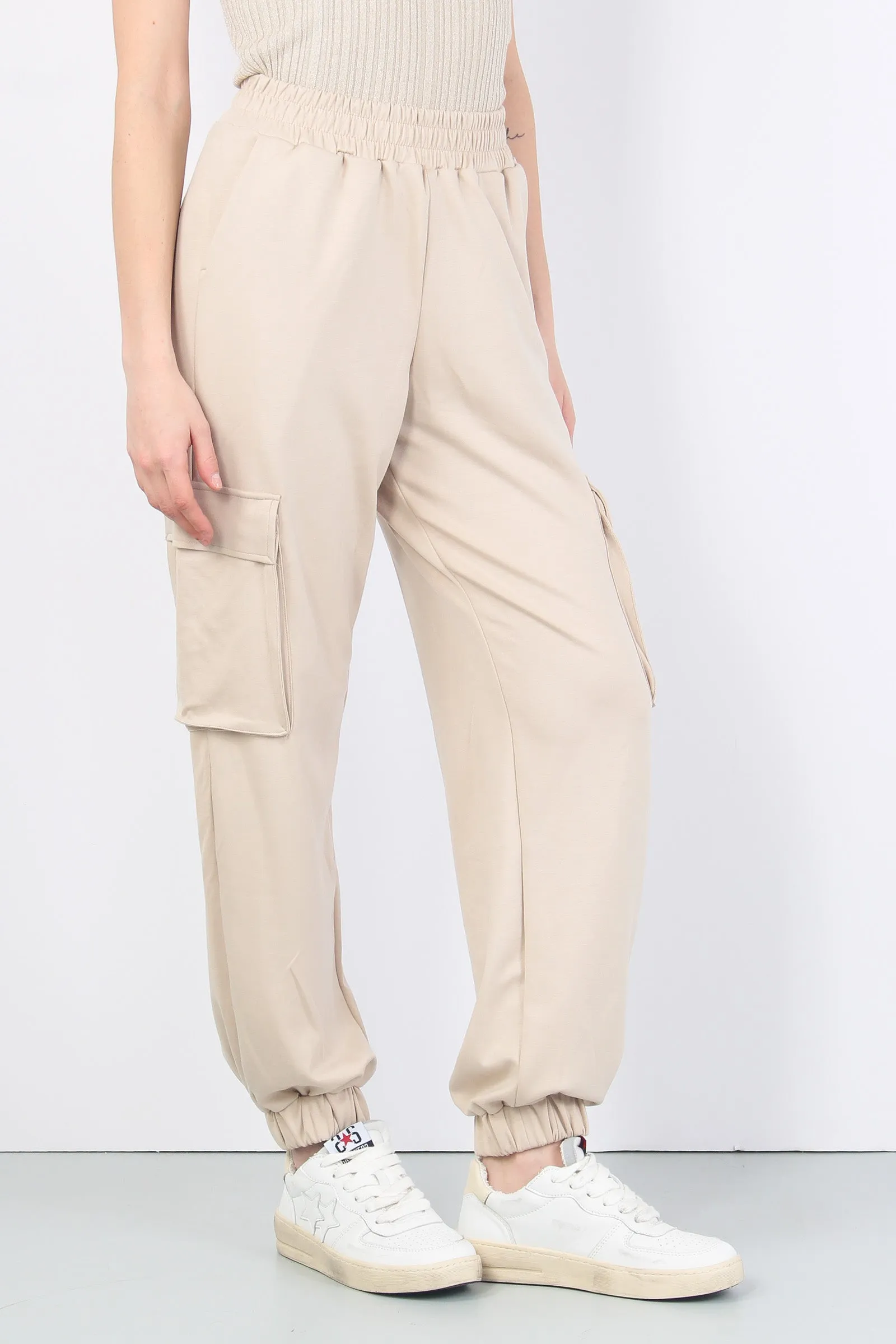 Pantalone Tasconato Modal Beige Sand