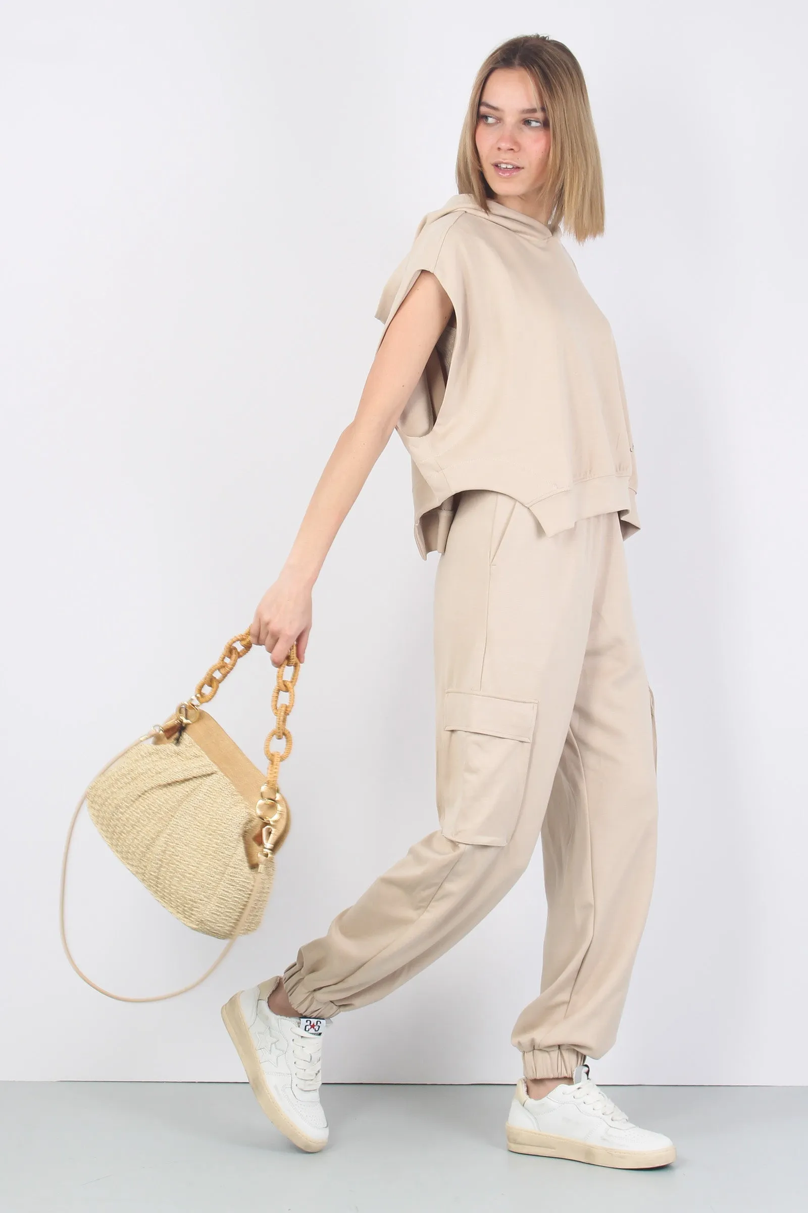 Pantalone Tasconato Modal Beige Sand