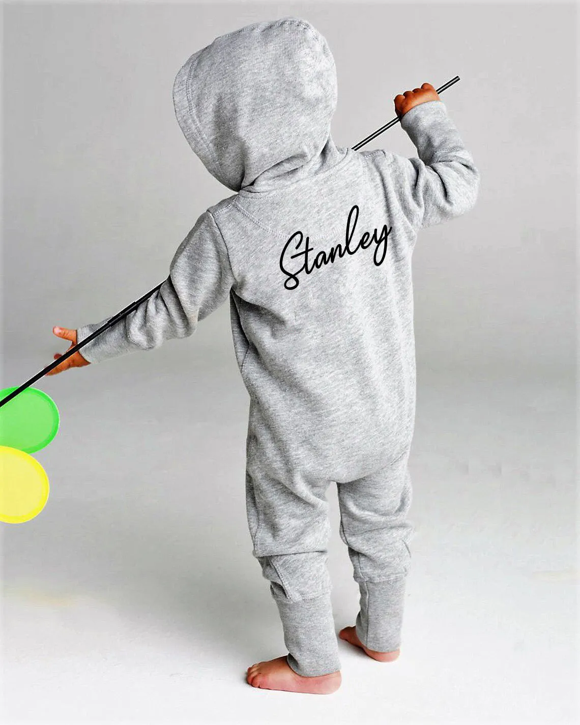 Personalised Baby All In One Zip Up Tracksuit With Hood