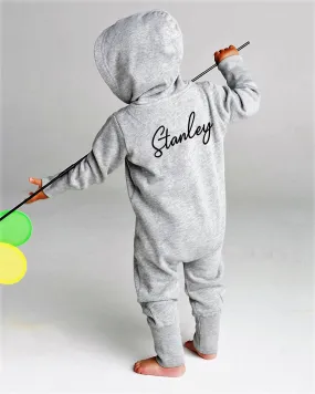 Personalised Baby All In One Zip Up Tracksuit With Hood