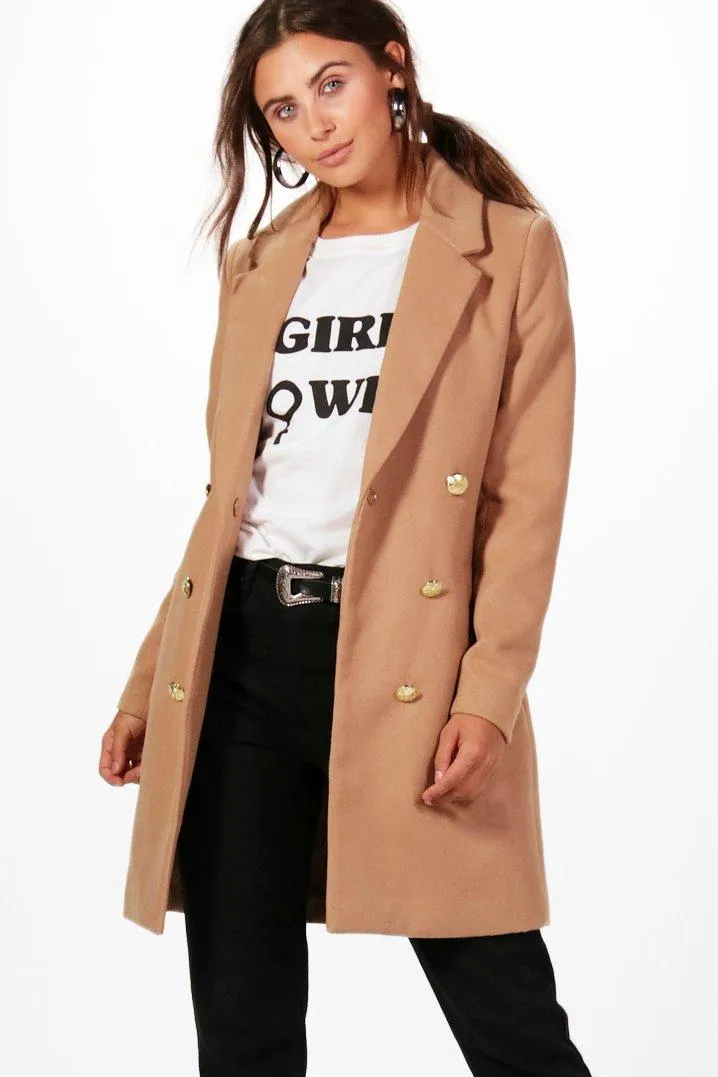 Petite Double Breasted Military Duster Coat