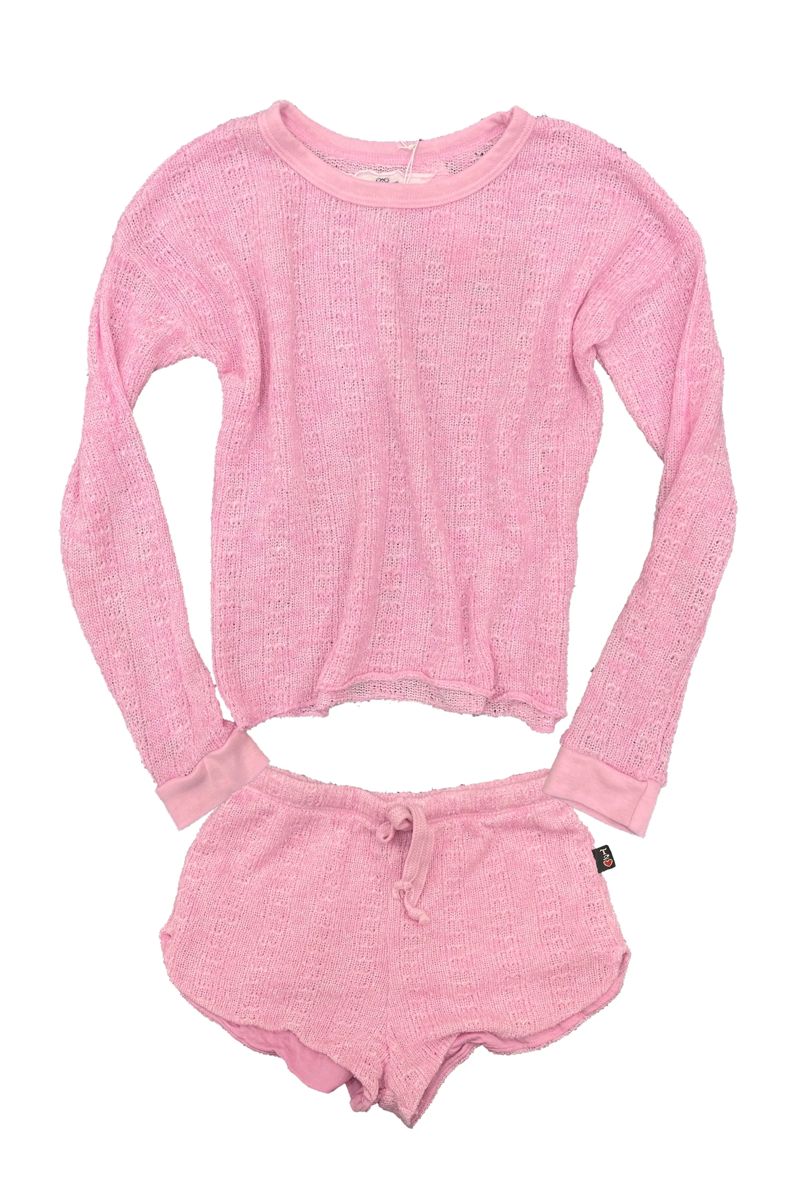 Pink Knit Long Sleeve Tee