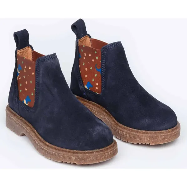 Pip & Henry Dino-might Chelsea Boot, Blue & Rust