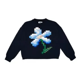 Pixel Flower Sweater - Navy