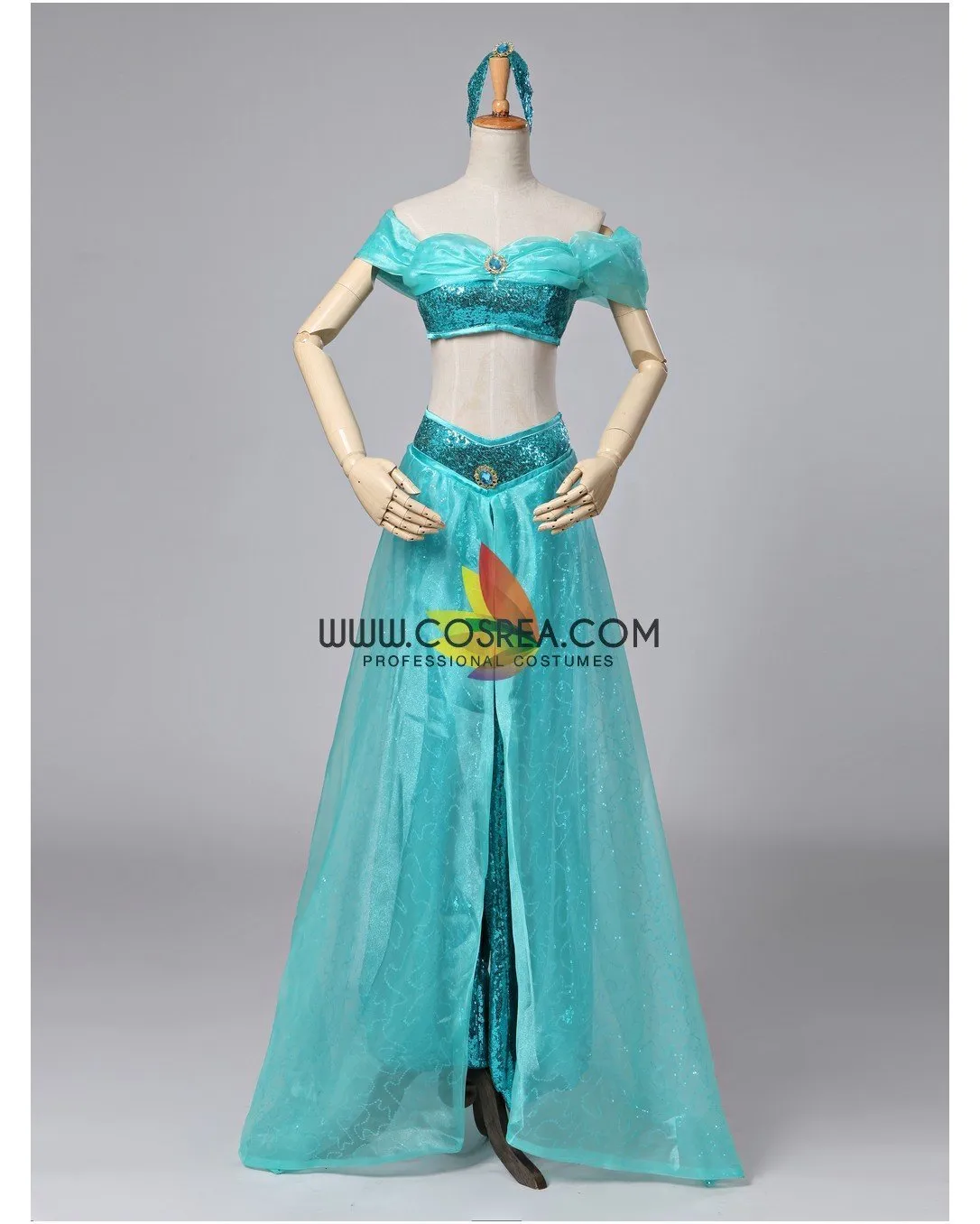 Princess Jasmine Aladdin Lake Green Classic Cosplay Costume