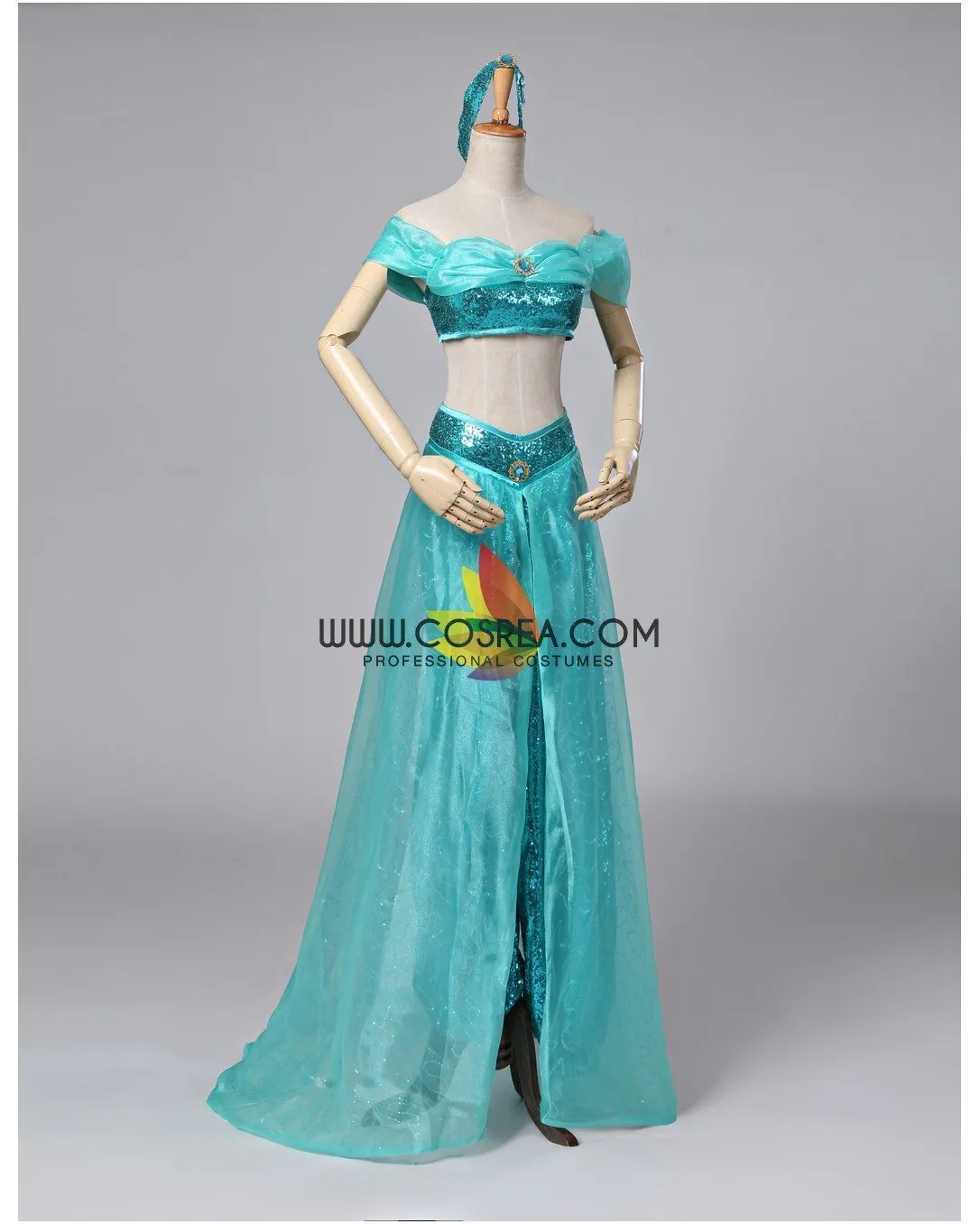 Princess Jasmine Aladdin Lake Green Classic Cosplay Costume