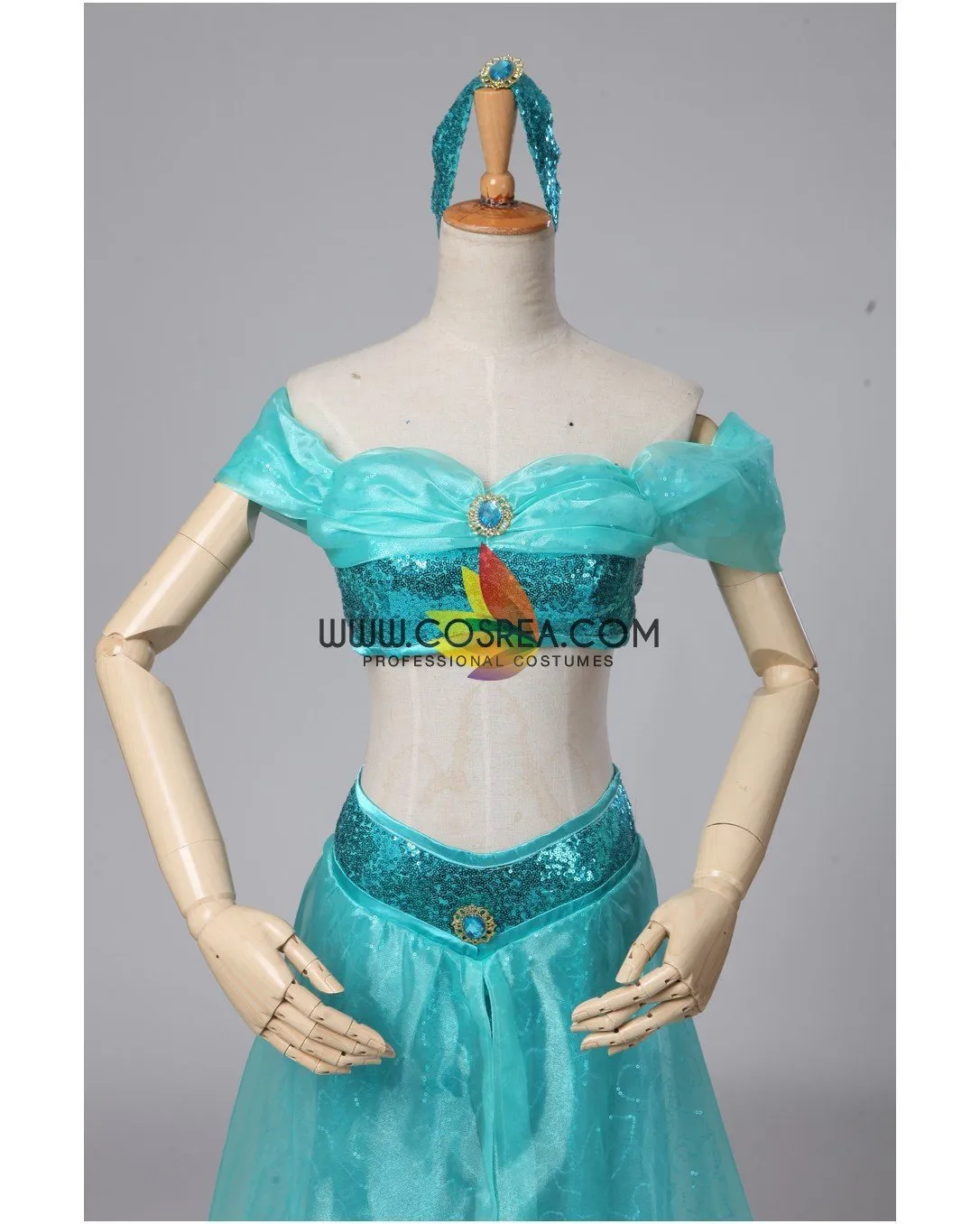 Princess Jasmine Aladdin Lake Green Classic Cosplay Costume