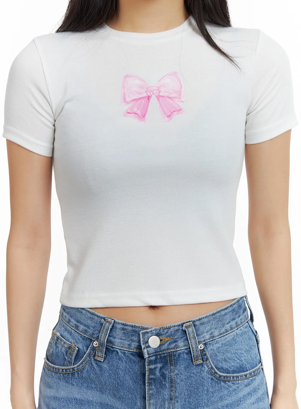 Ribbon Graphic Crop Tee CM420