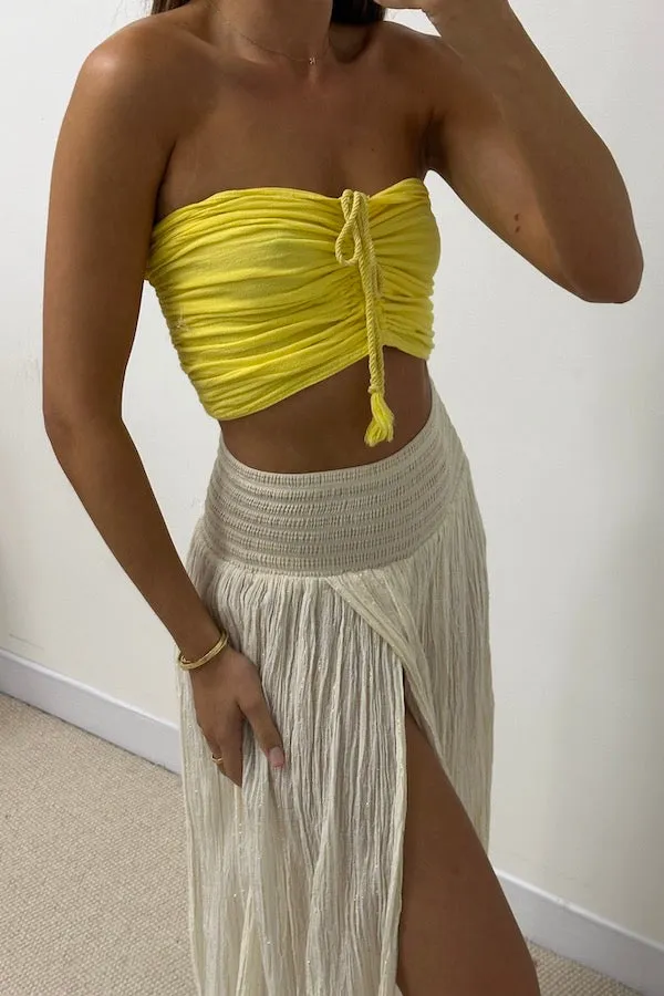 Ruched Tube Top Lemon