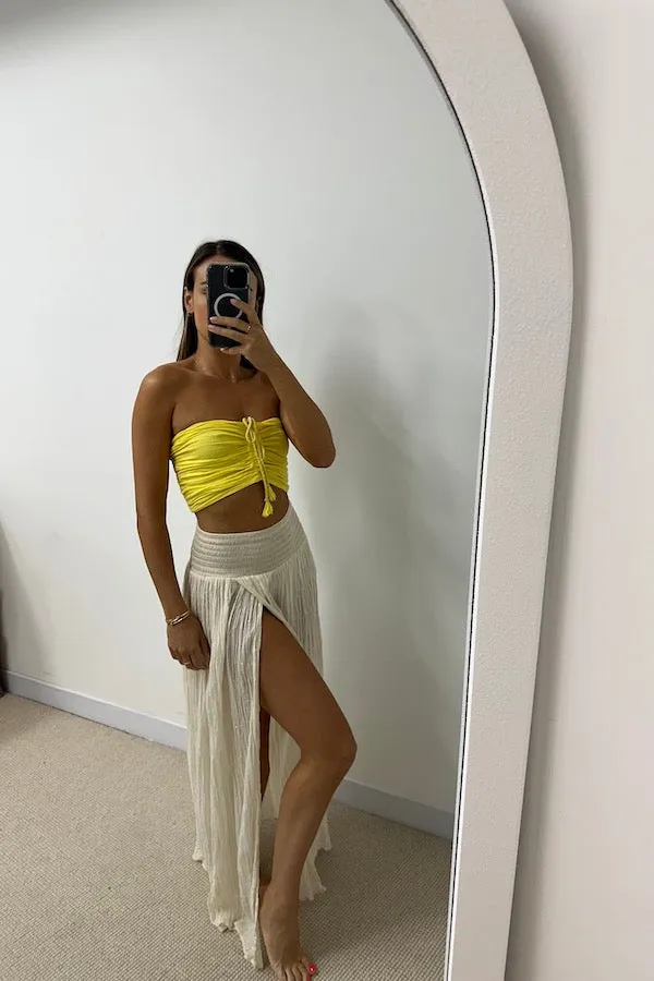 Ruched Tube Top Lemon