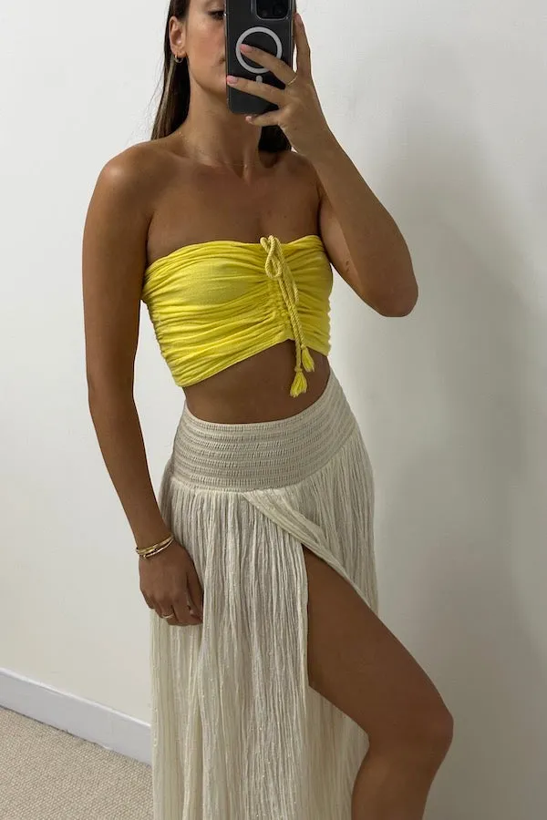 Ruched Tube Top Lemon