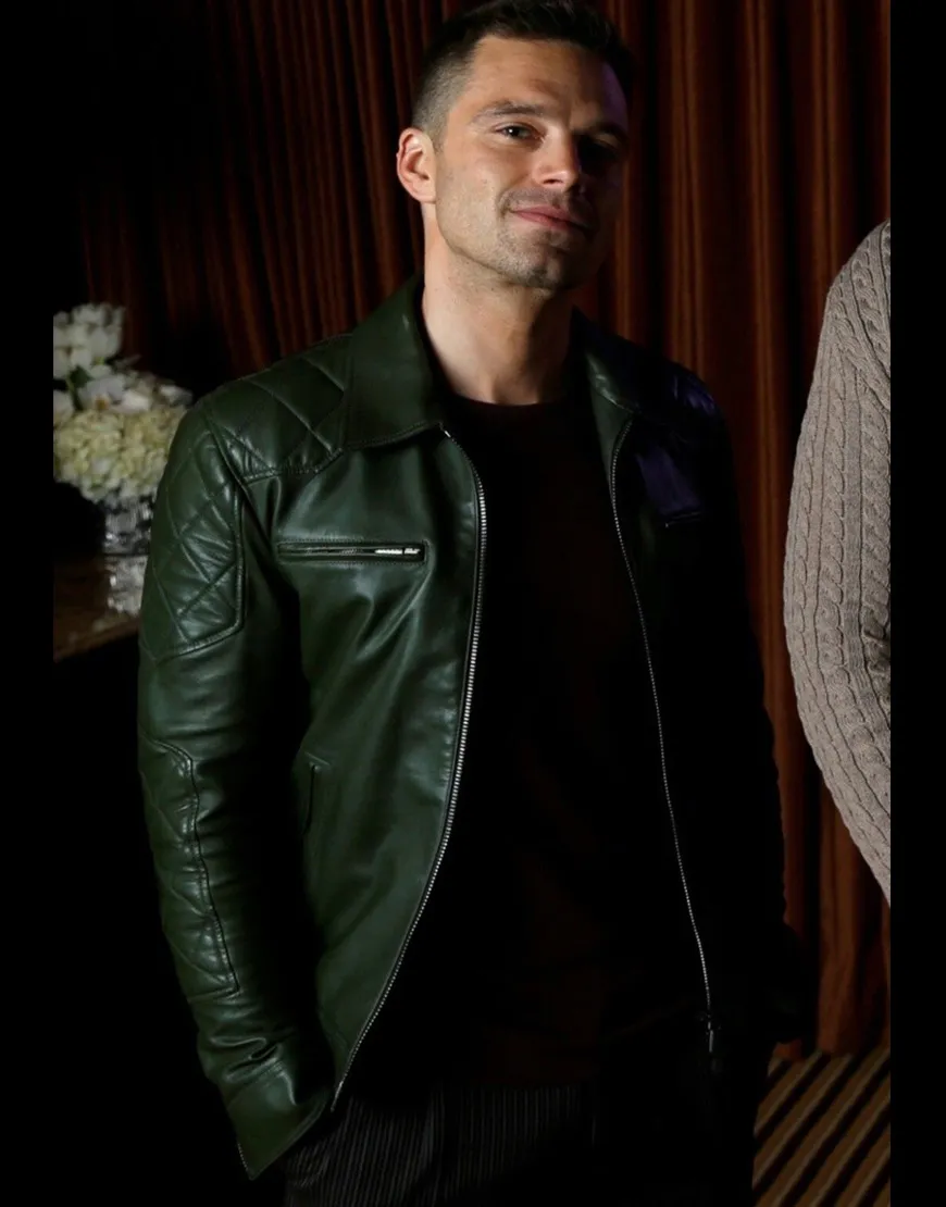 Sebastian Stan Green Leather Jacket | Ujackets.com - New Arrivals