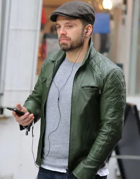 Sebastian Stan Green Leather Jacket | Ujackets.com - New Arrivals