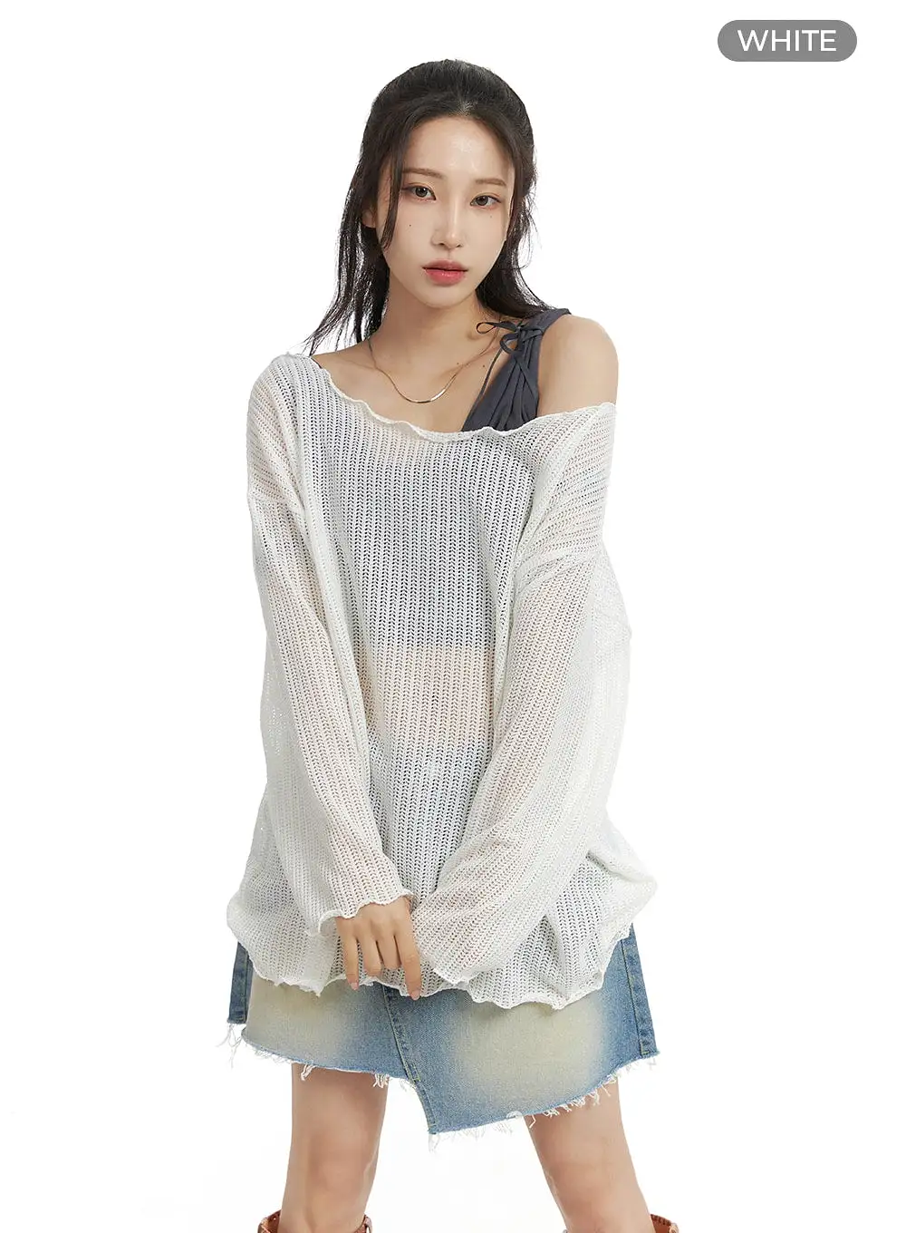 Sheer Oversized Knit Top CM405