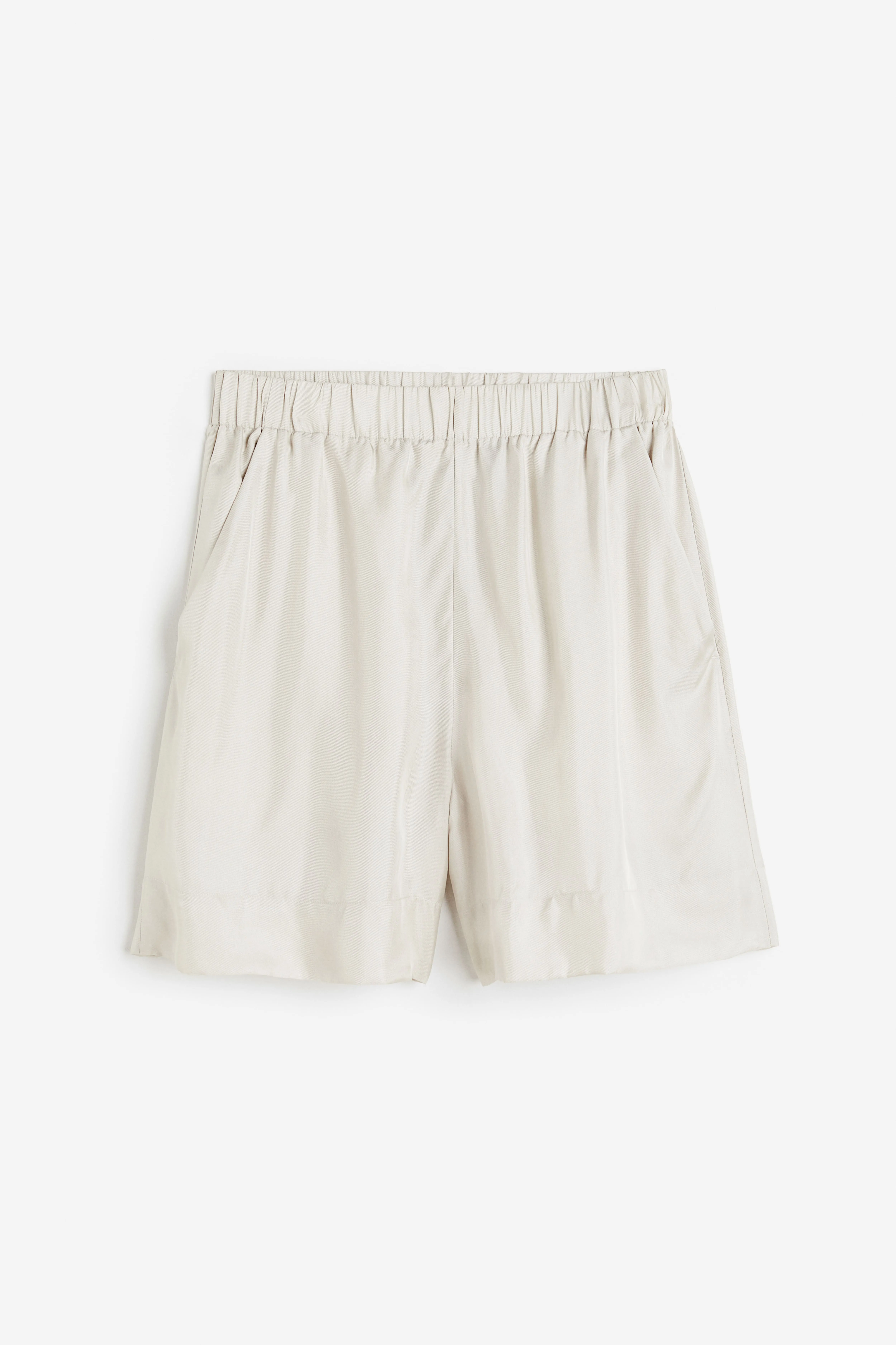 Silk-blend twill shorts - High waist - Short - Light beige - Ladies | H&M GB