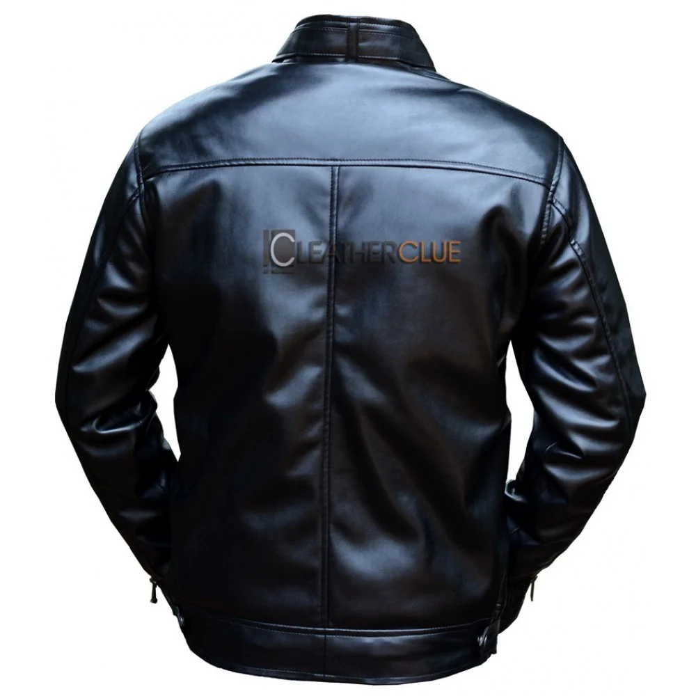 Solid Black Leather Jacket