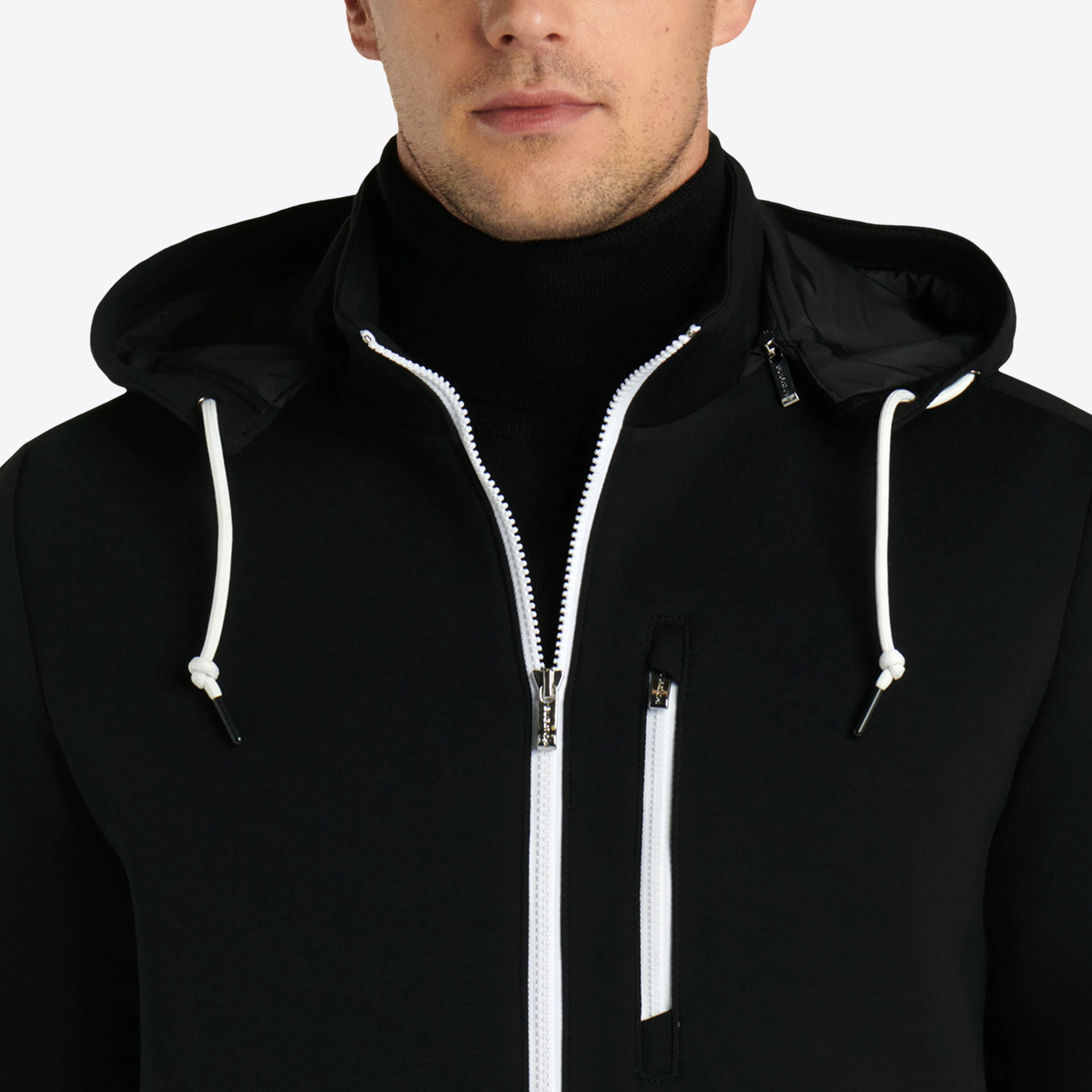 Solid Full Zip Mock Neck Jacket