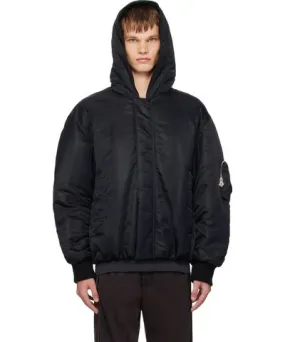 Solid Homme Black Hooded Bomber Jacket