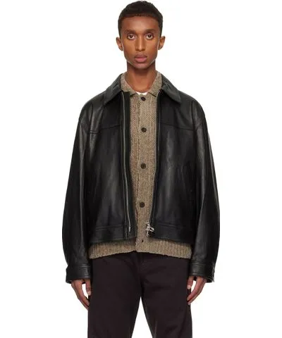 Solid Homme Black Minimal Leather Jacket