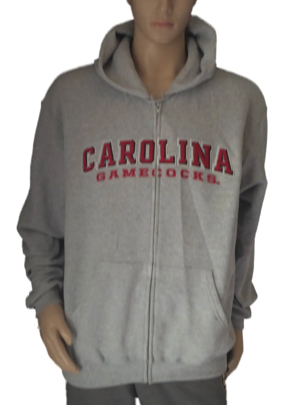 South Carolina Gamecocks Champion EcoFleece Gray LS Full Zip Hooded Jacket (L)