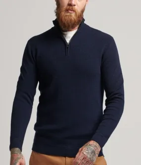 Superdry Zip Neck Merino Studios Jumper Carbon Navy