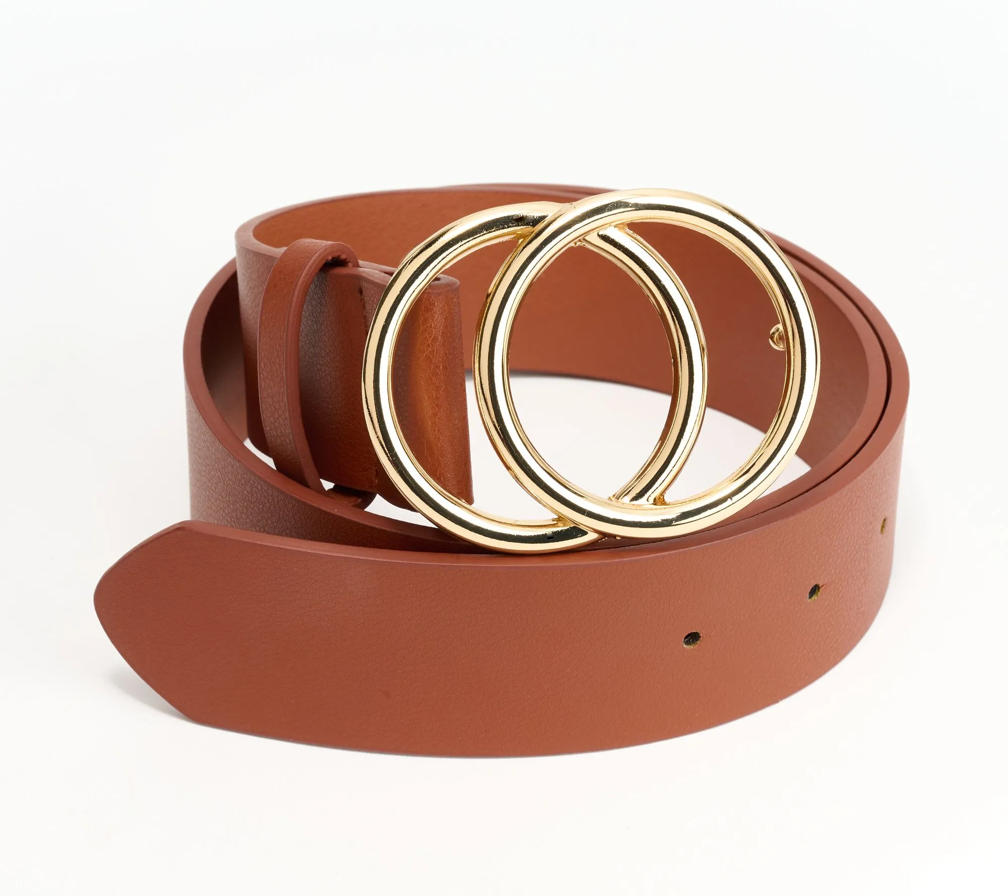 Susan Graver Faux Leather Double Ring Closure Belt