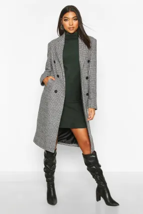 Tall Double Breasted Check Coat