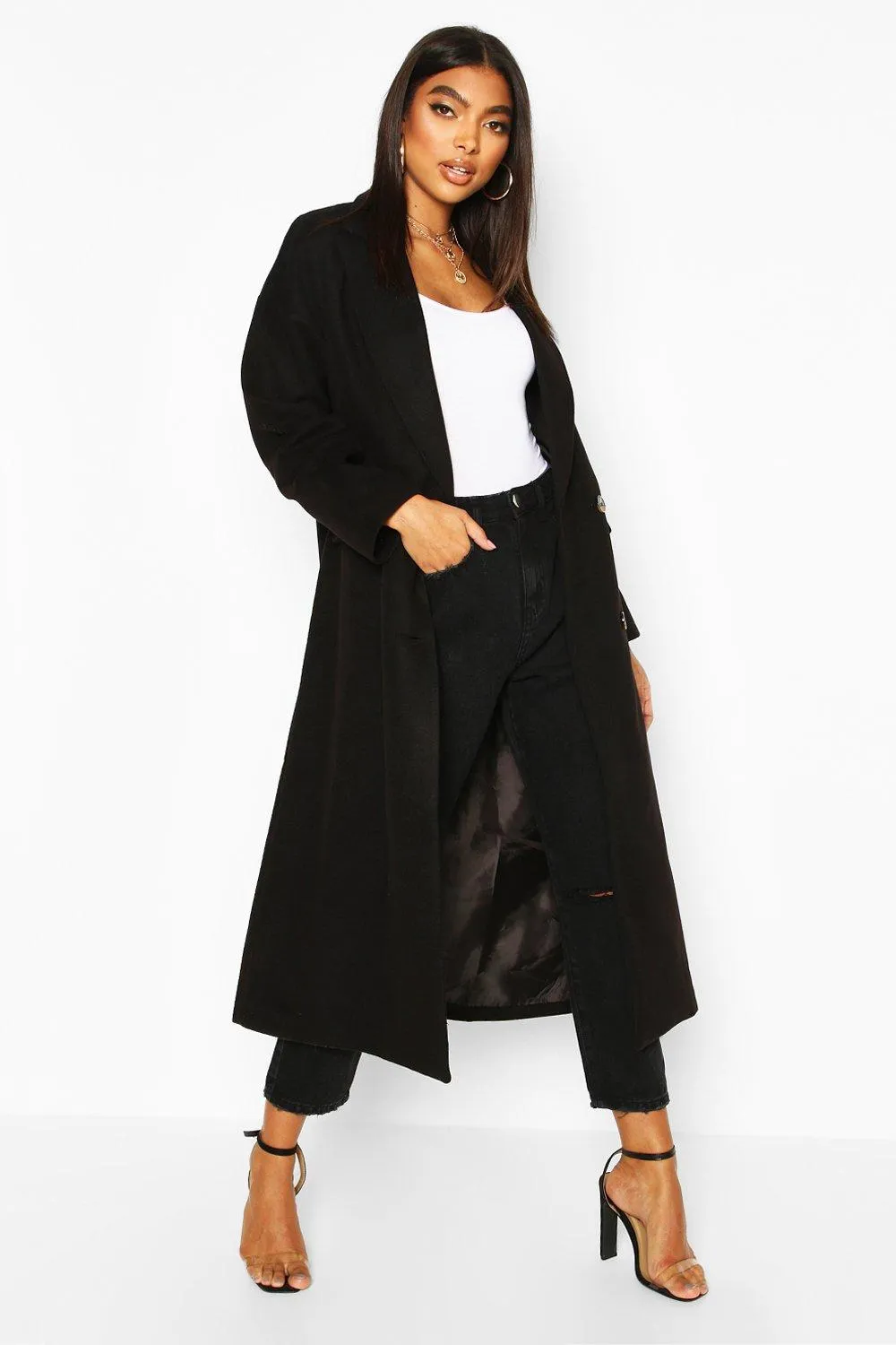 Tall Double Breasted Longline Wool Coat