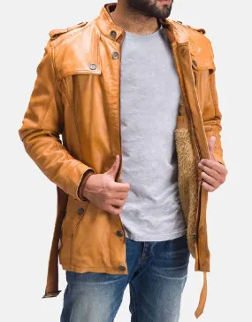 Tan Brown Fur Leather Jacket - Ujackets