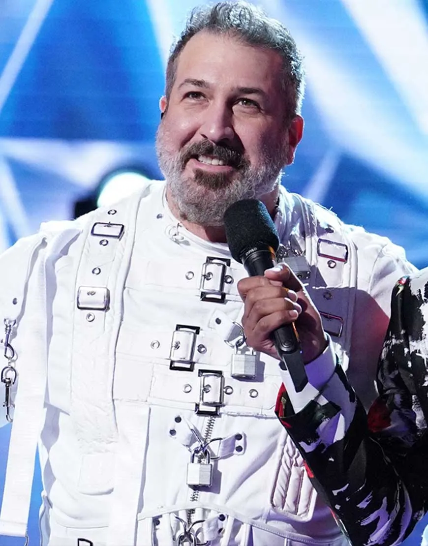 The Masked Singer Joey Fatone Jacket | White Leather Jacket | 50% OFF