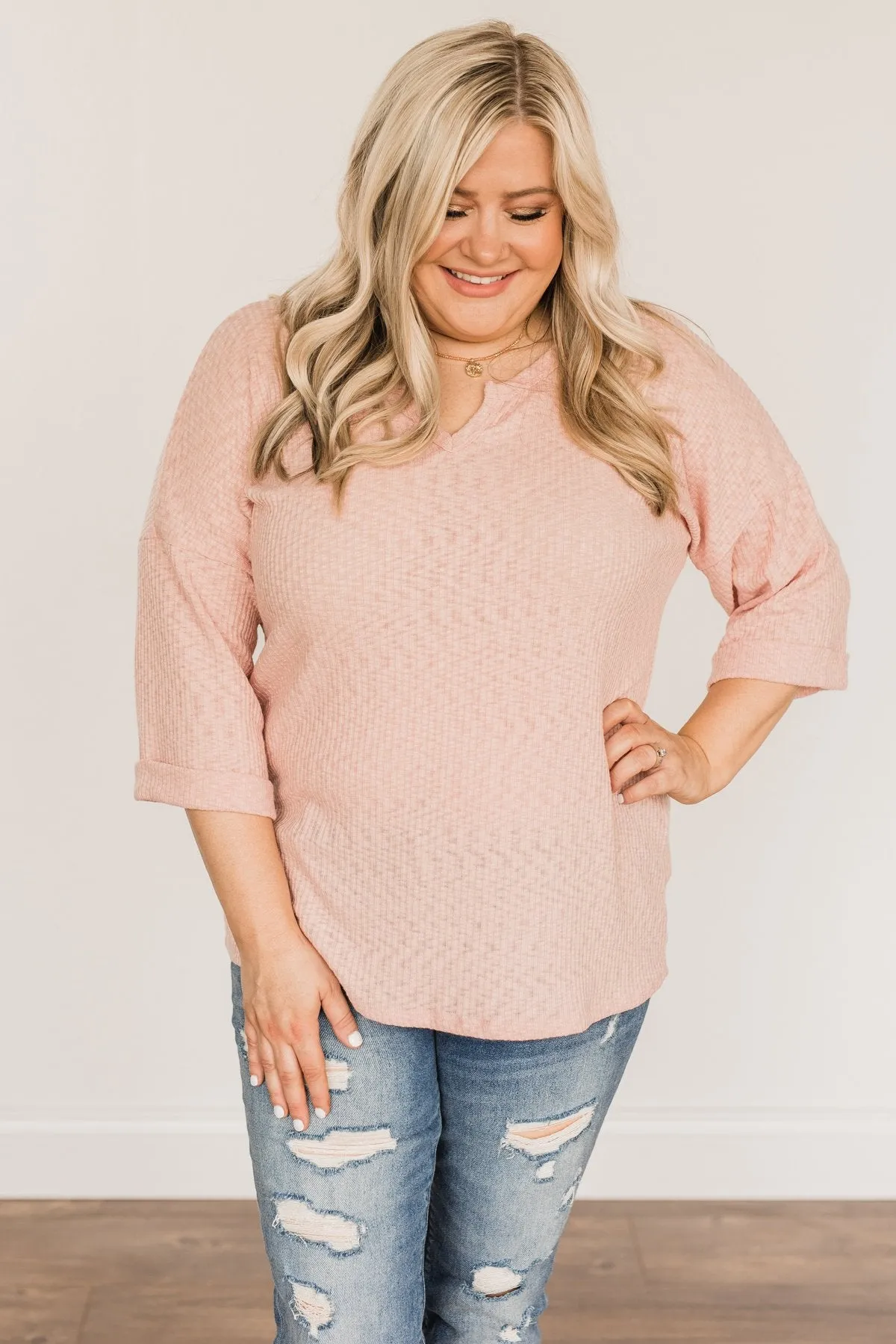 Truly Myself Knit Half Sleeve Top- Dusty Pink