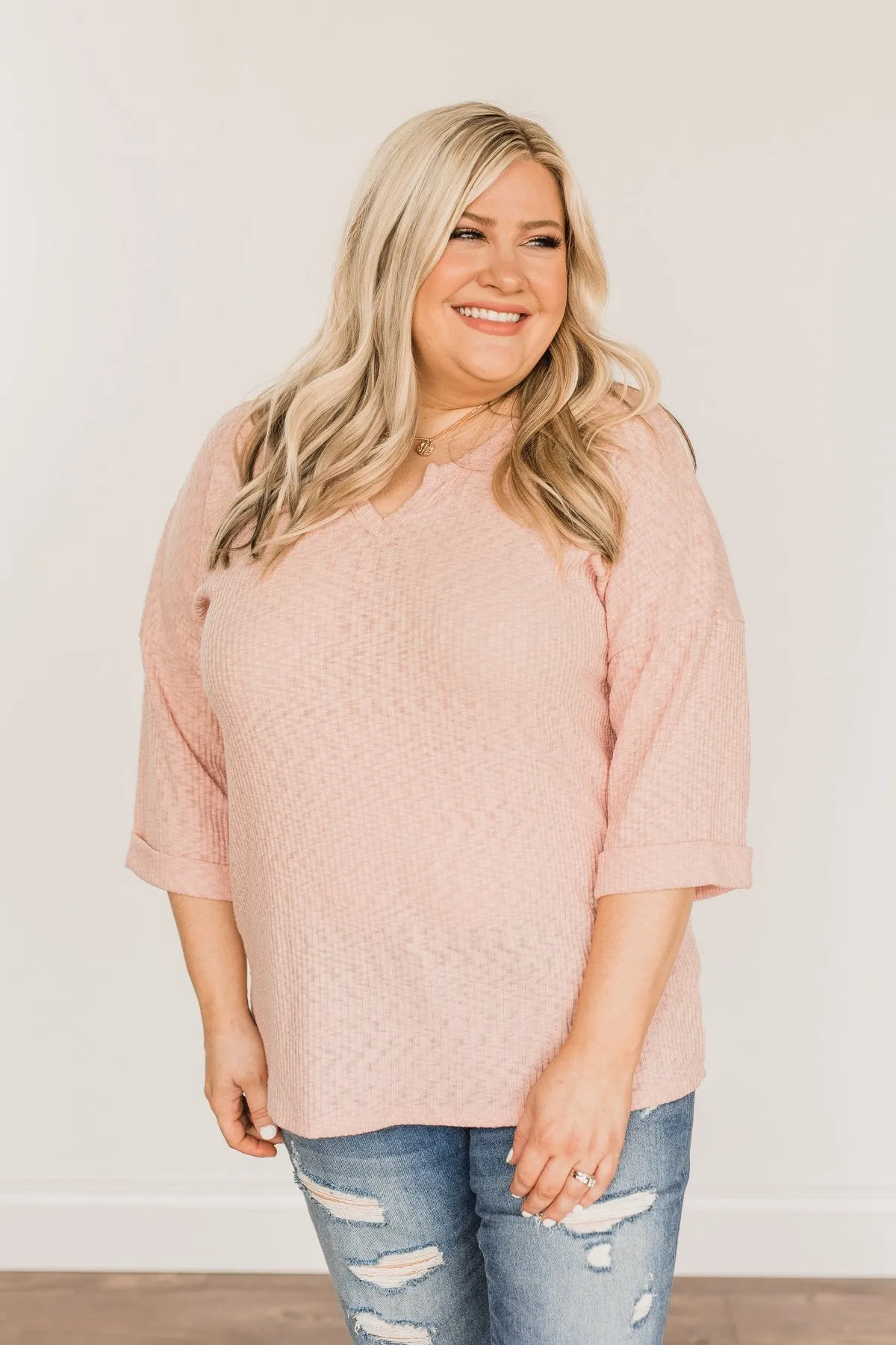 Truly Myself Knit Half Sleeve Top- Dusty Pink