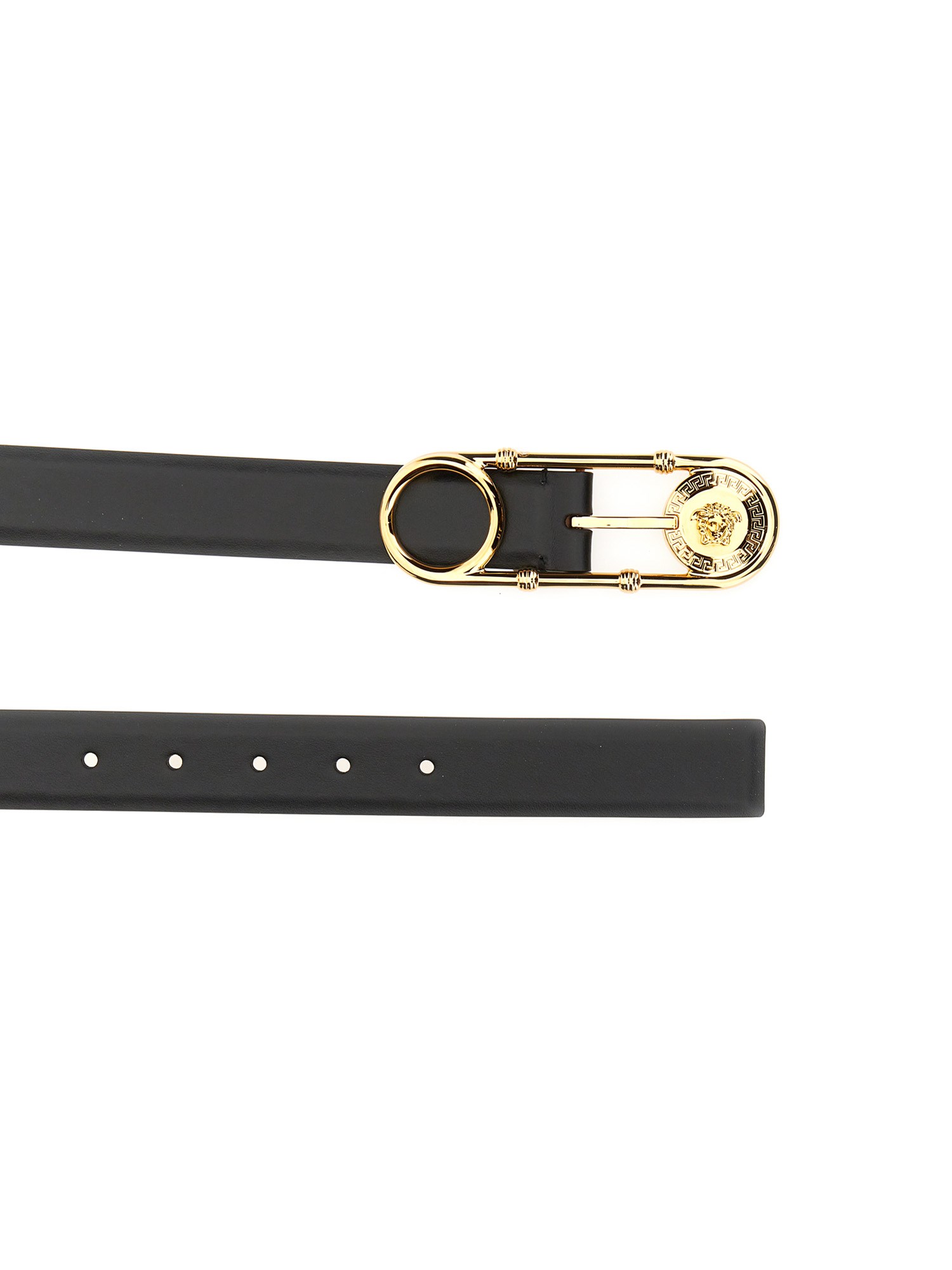 VERSACE    SAFETY PIN LEATHER BELT