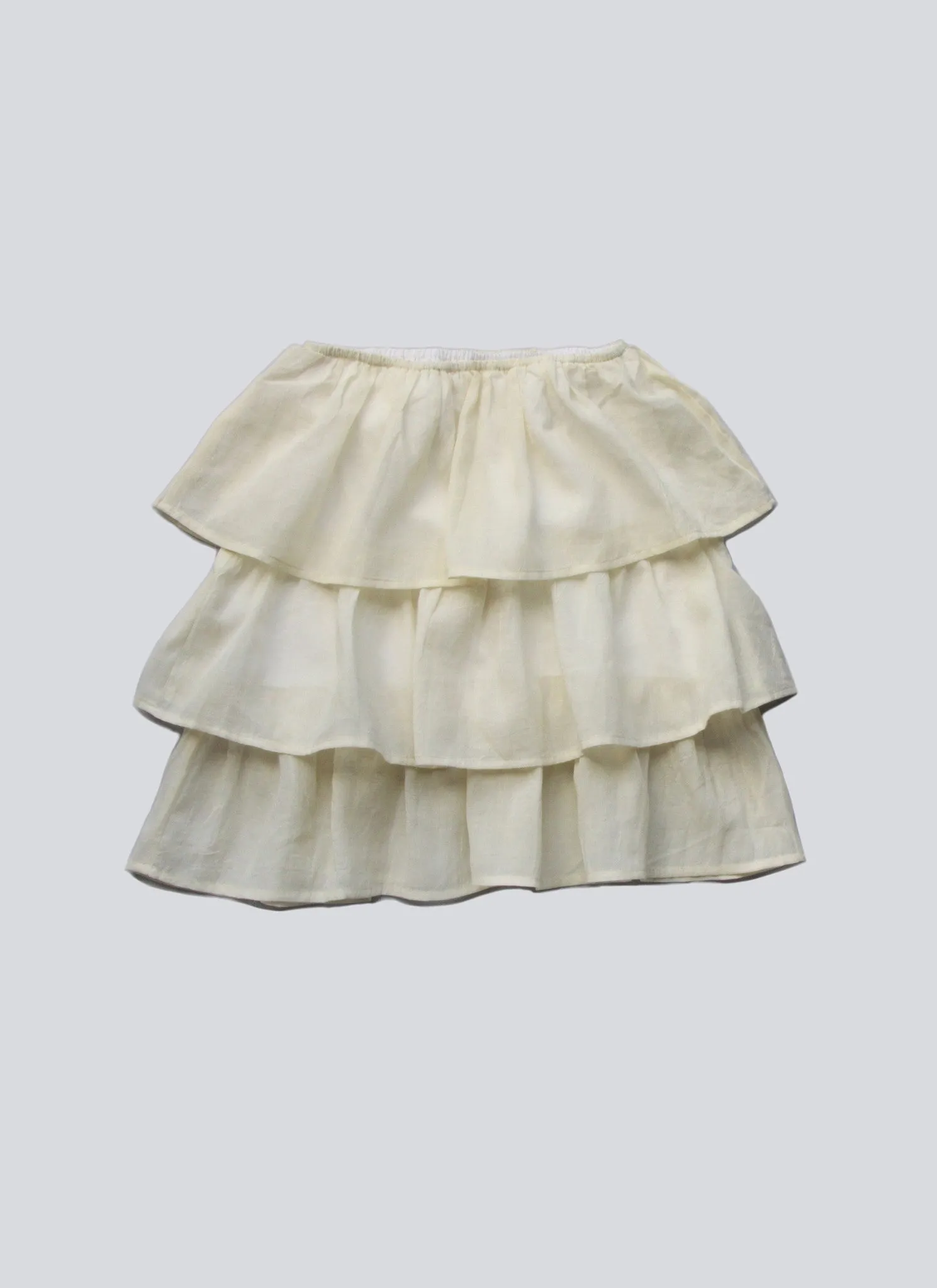 Vierra Rose Natasha Ruffle Tiered Top in Cream Voile