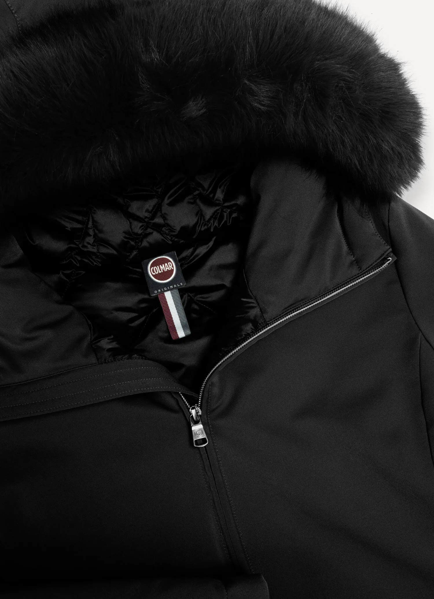 Waterproof down jacket with faux fur-