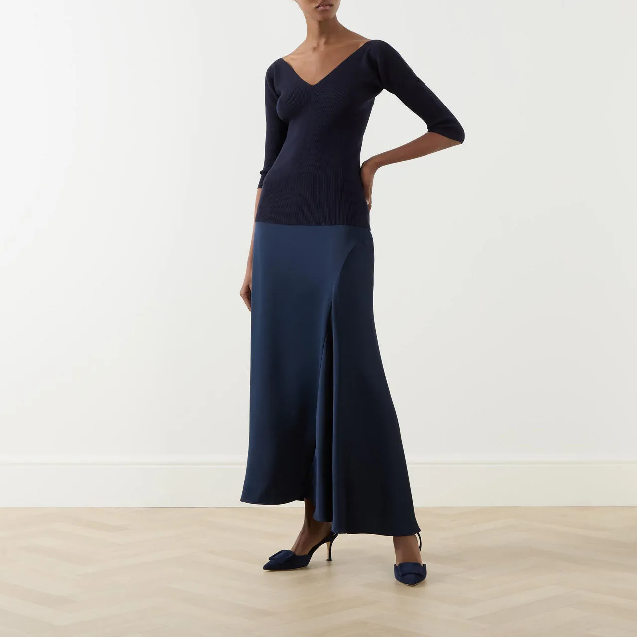 WEEKEND MAX MARA Oceano Fine Ribbed Sweater - Navy