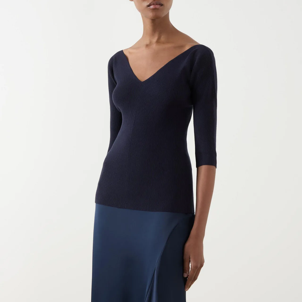 WEEKEND MAX MARA Oceano Fine Ribbed Sweater - Navy