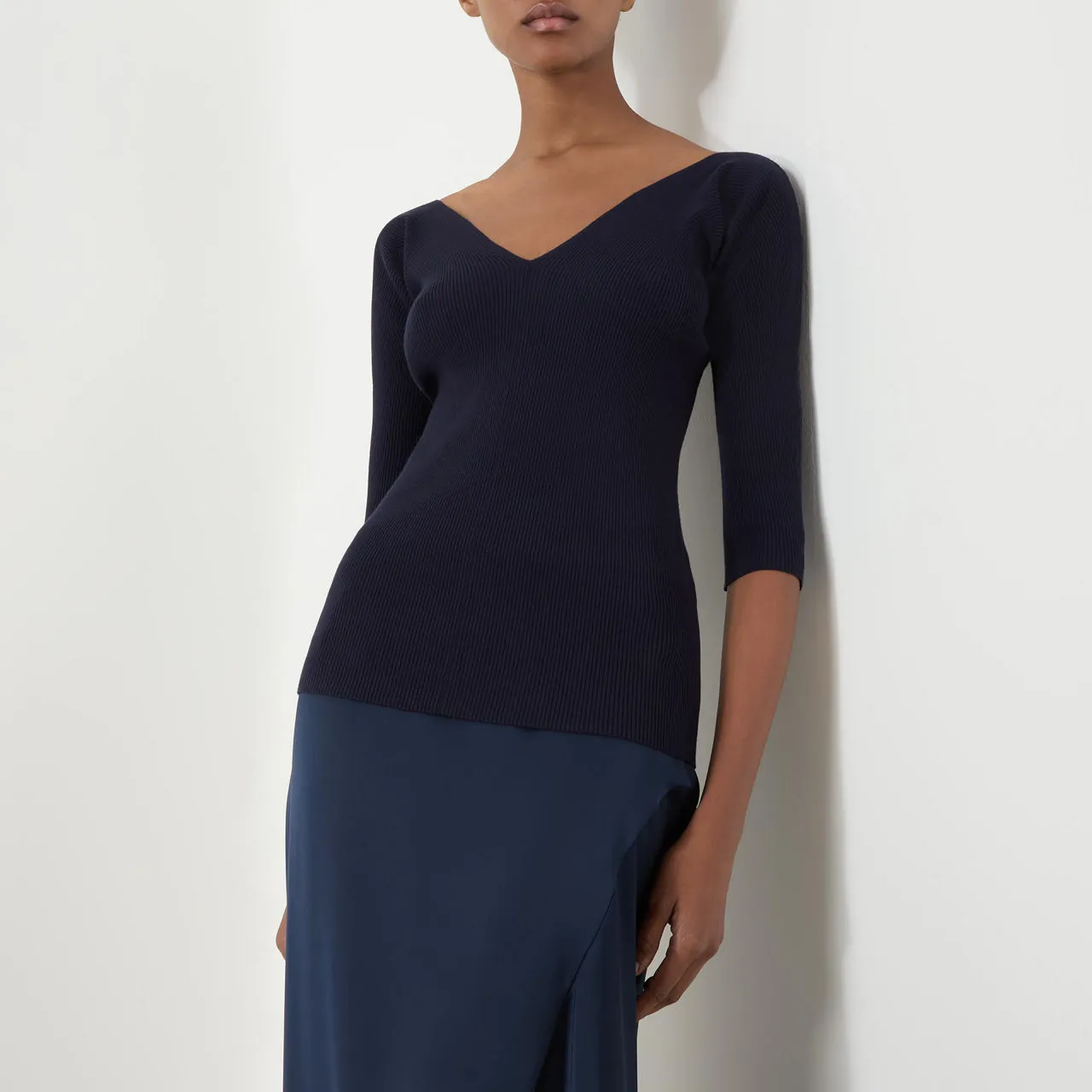 WEEKEND MAX MARA Oceano Fine Ribbed Sweater - Navy