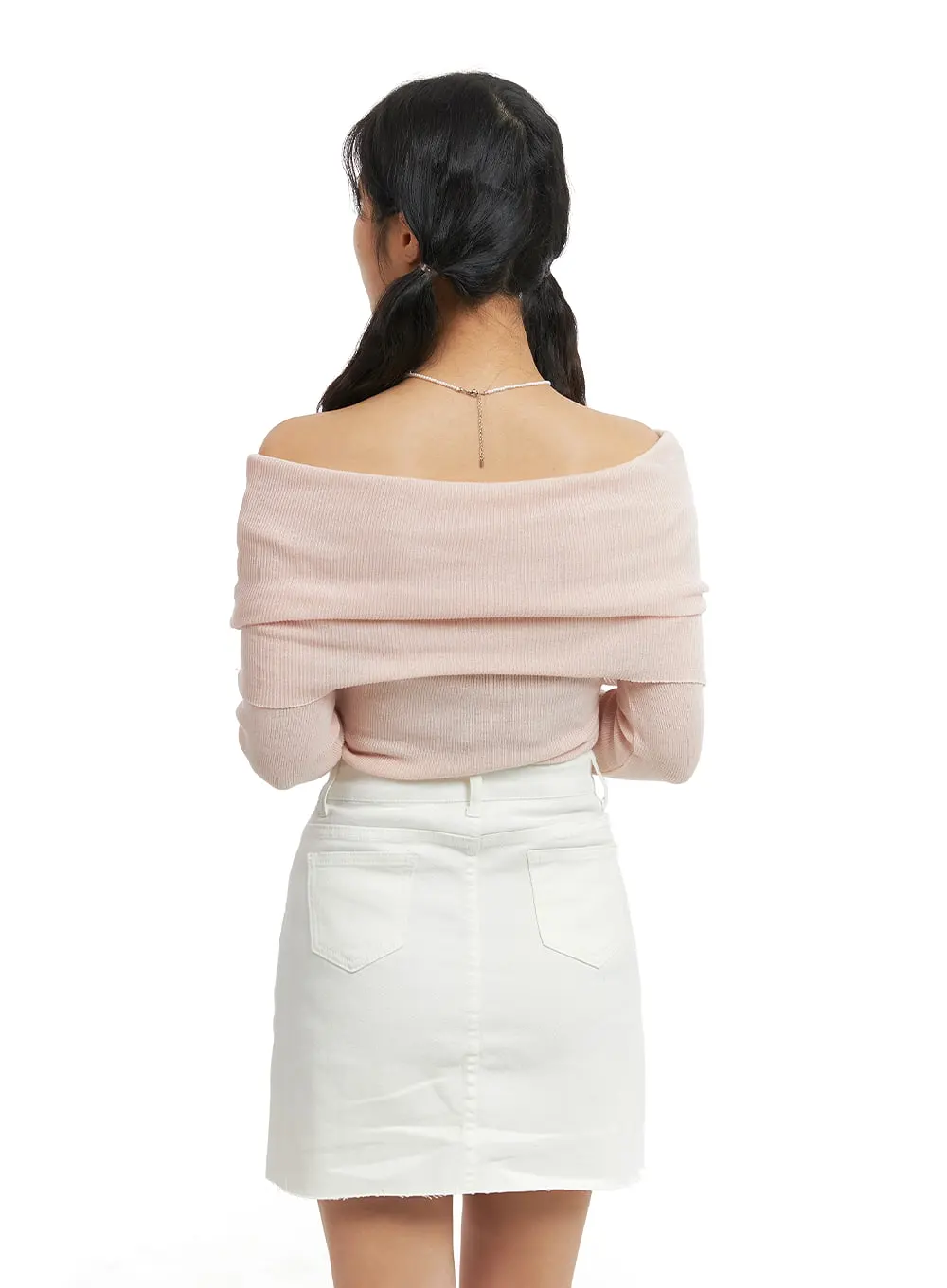 Wide Fold Off-Shoulder Knit Top OM427