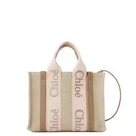 Woody Tote Small Embroidered Logo, Blush Beige