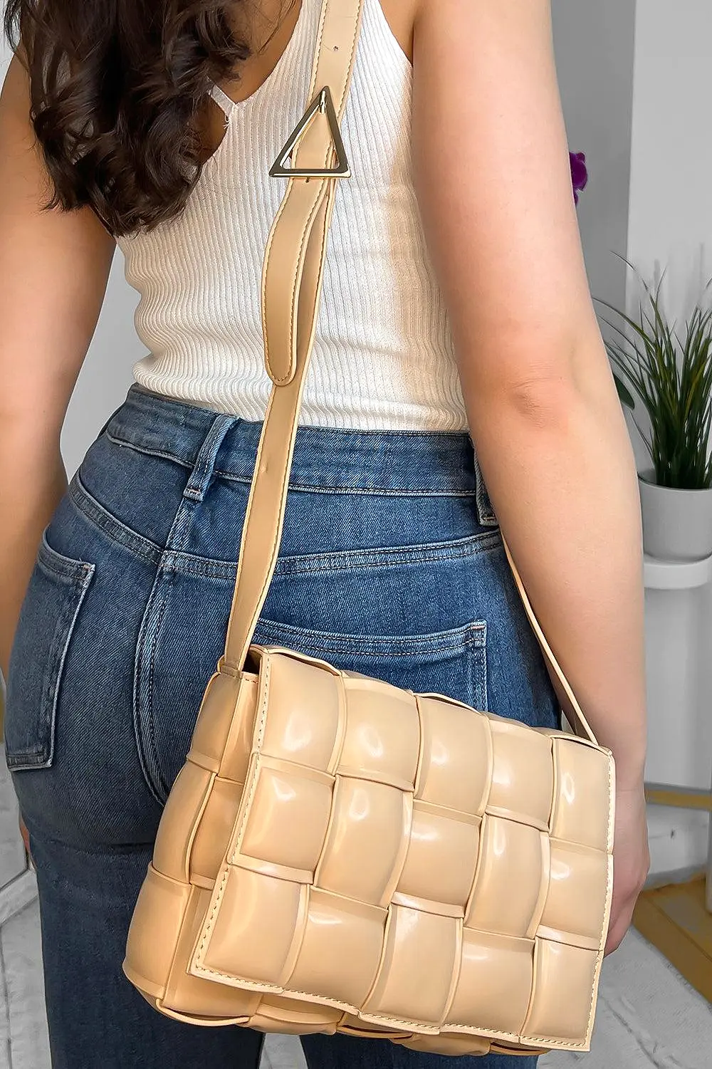 Woven Vegan Leather Handbag