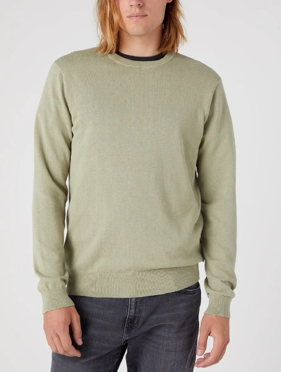 Wrangler Crew Neck Knit Jumper Tea Leaf